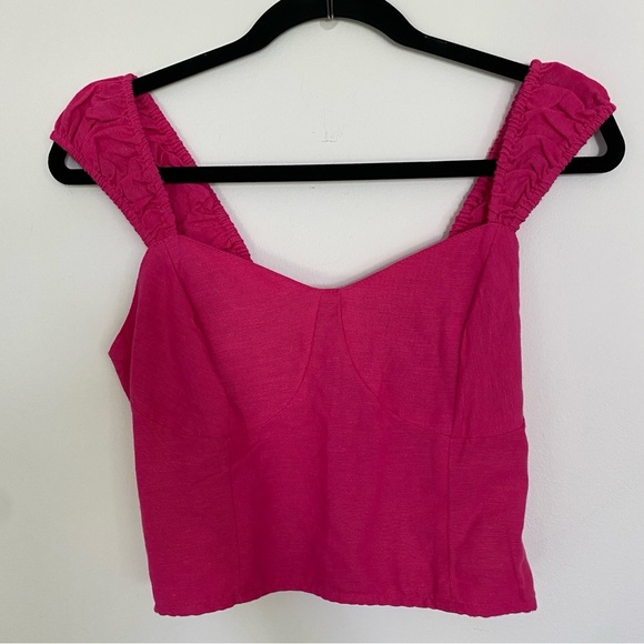 Japna Pink Corset Style Crop Top With Cap Sleeve - Picture 1 of 3